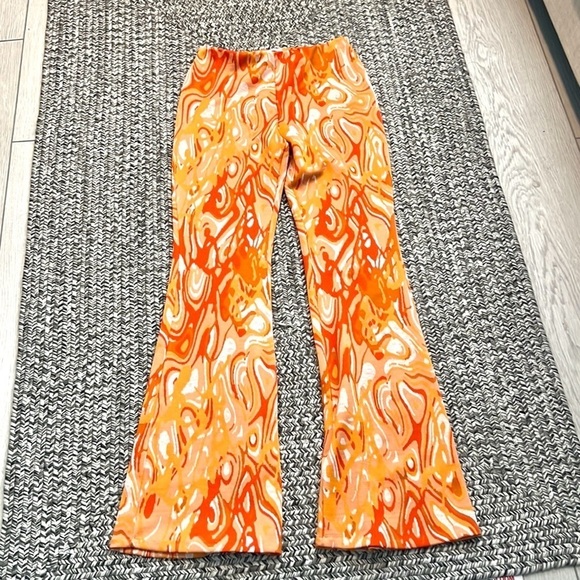 Zara, Jacquard Flared Pant,High waist,Pull-On,Elastic Waist,EUC,Fall Pant,Size M - Picture 6 of 9